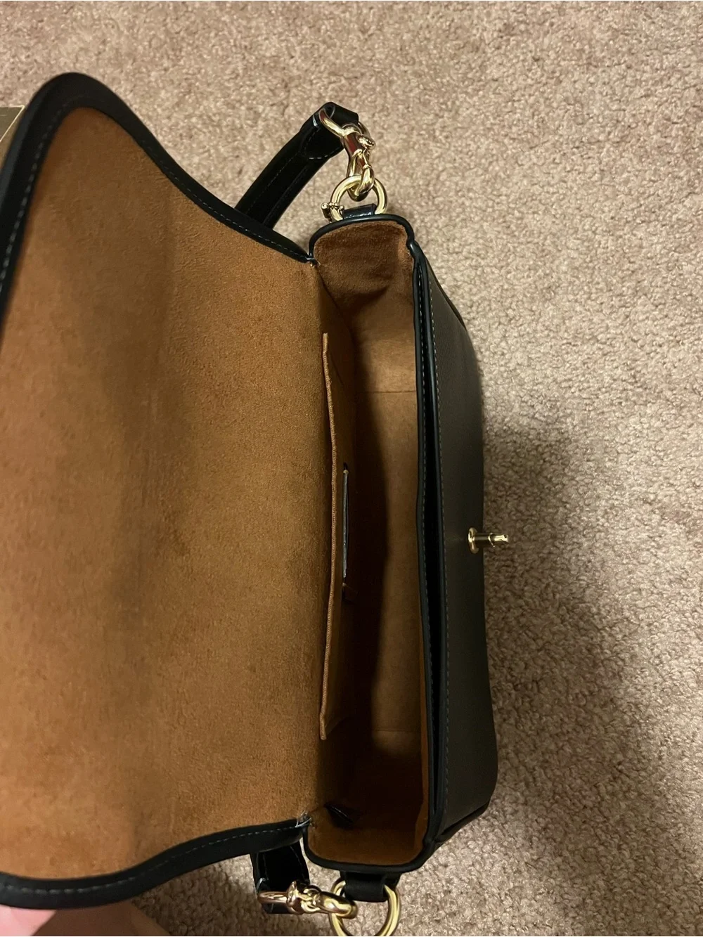 Coach Black Pebble Leather Shoulder Bag with Gold-Tone Hardware